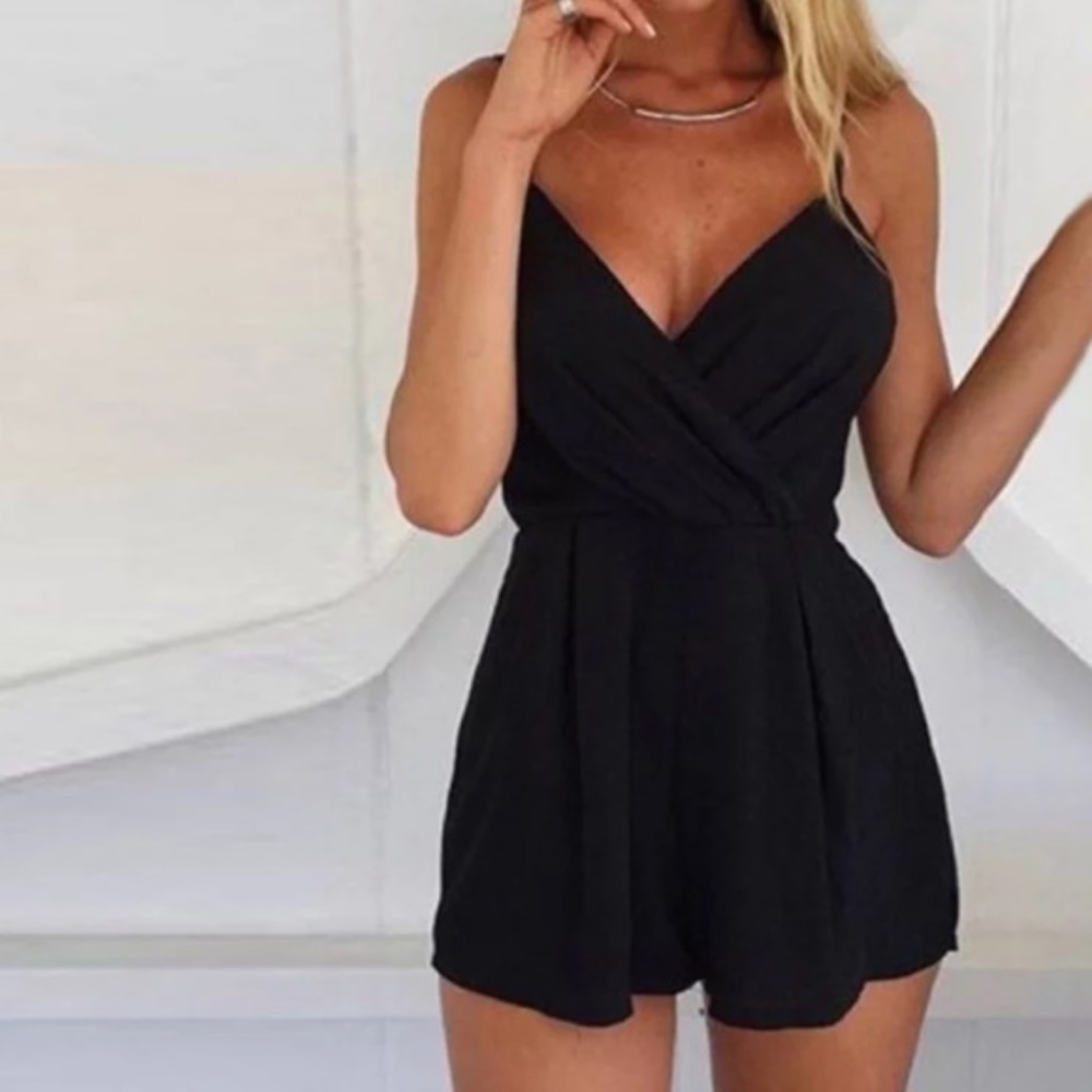 Black Summer Shorts Romper Jumper Beach Dress NWT